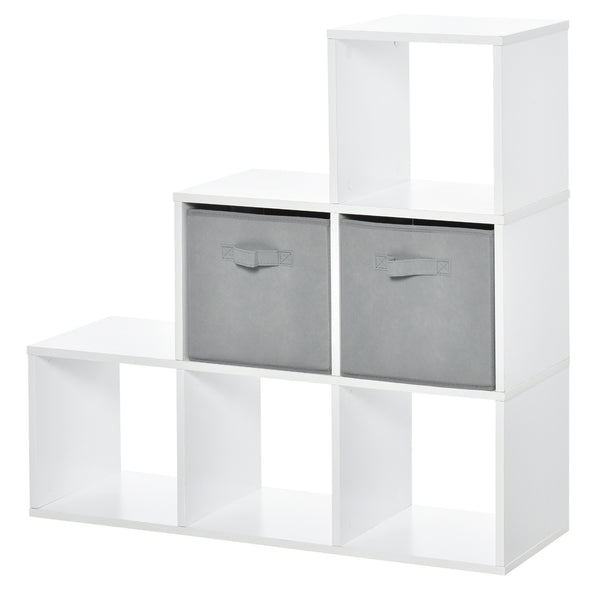 Mobile Libreria 2 Cassetti 6 Ripiani 89,8x30x89,8 cm  Bianco e Grigio online