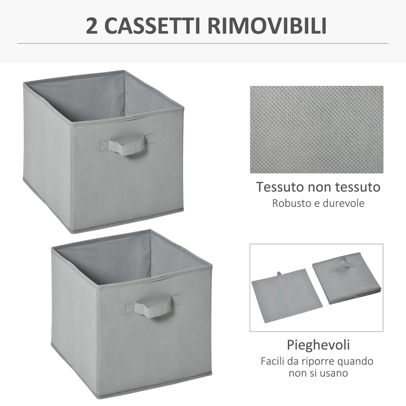 Mobile Libreria 2 Cassetti 6 Ripiani 89,8x30x89,8 cm  Bianco e Grigio