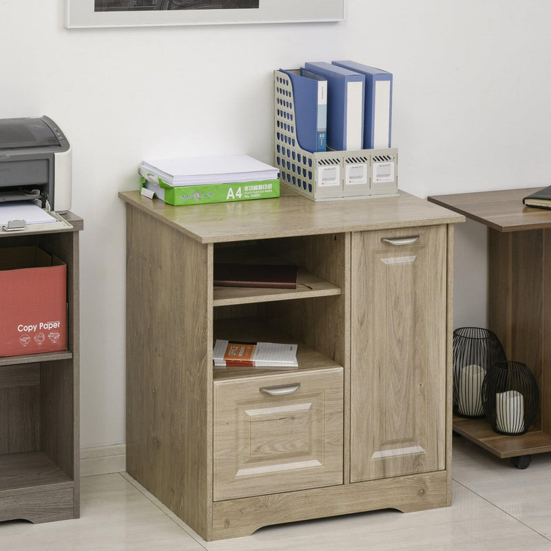 Mobiletto con Schedario e Mensole 72x55x76 cm in MDF  Legno Naturale