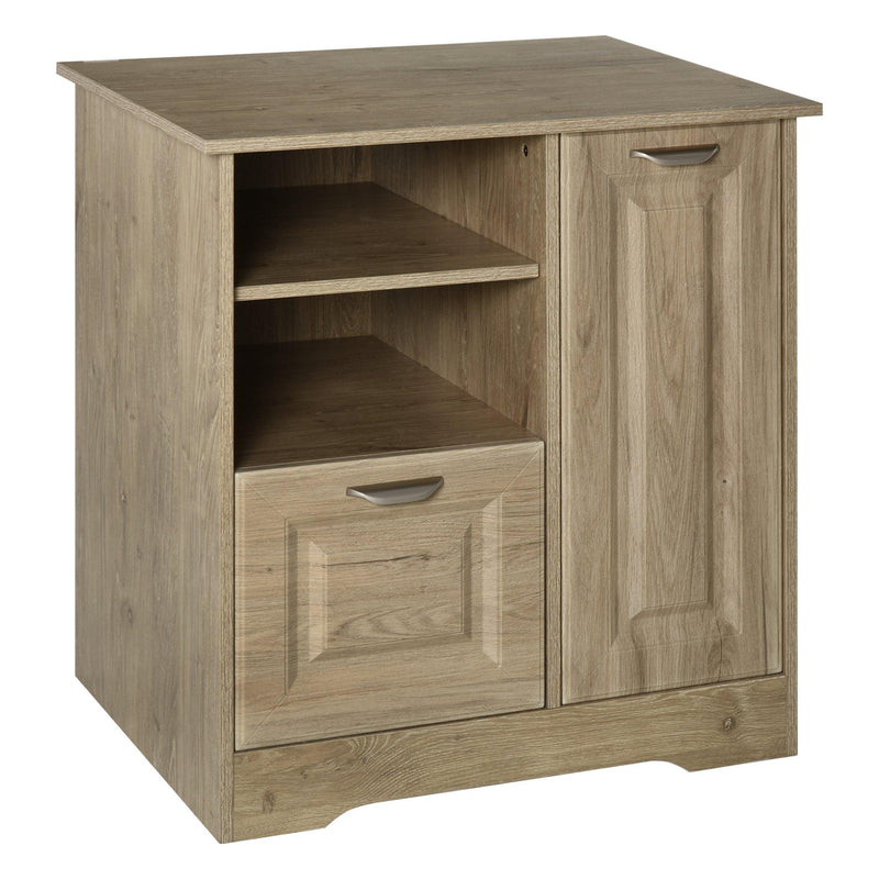 Mobiletto con Schedario e Mensole 72x55x76 cm in MDF  Legno Naturale