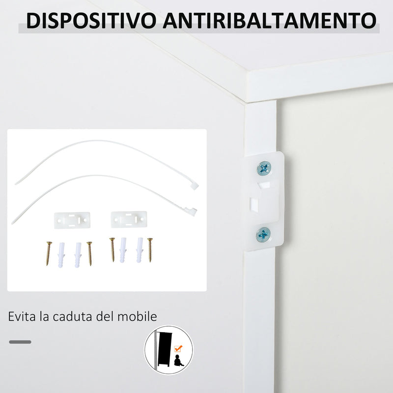 Mobile Multiuso 79x36x74 cm 2 Cassetti 2 Ante  Grigio e Bianco