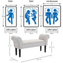 Panca Fondo Letto  102x31x51 cm in Tessuto Flanella  Grigia