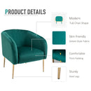 Poltrona Imbottita 75x74x76 cm in Tessuto Vellutato  Verde