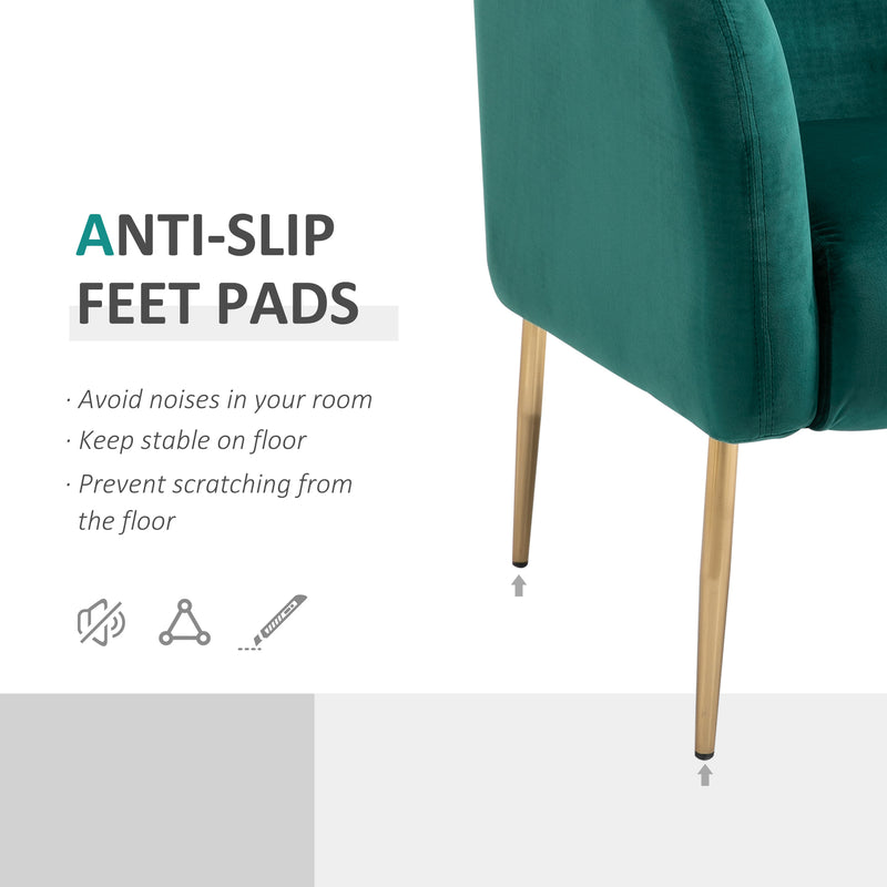 Poltrona Imbottita 75x74x76 cm in Tessuto Vellutato  Verde