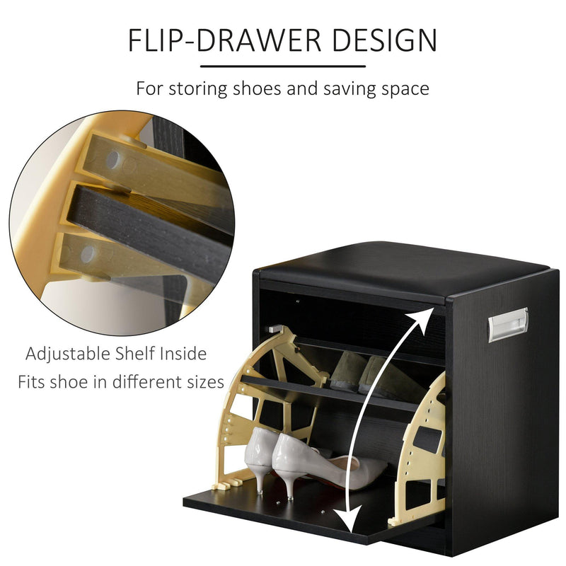 Pouf Sgabello Portascarpe 43x30x44,5 cm in Truciolare  Nero