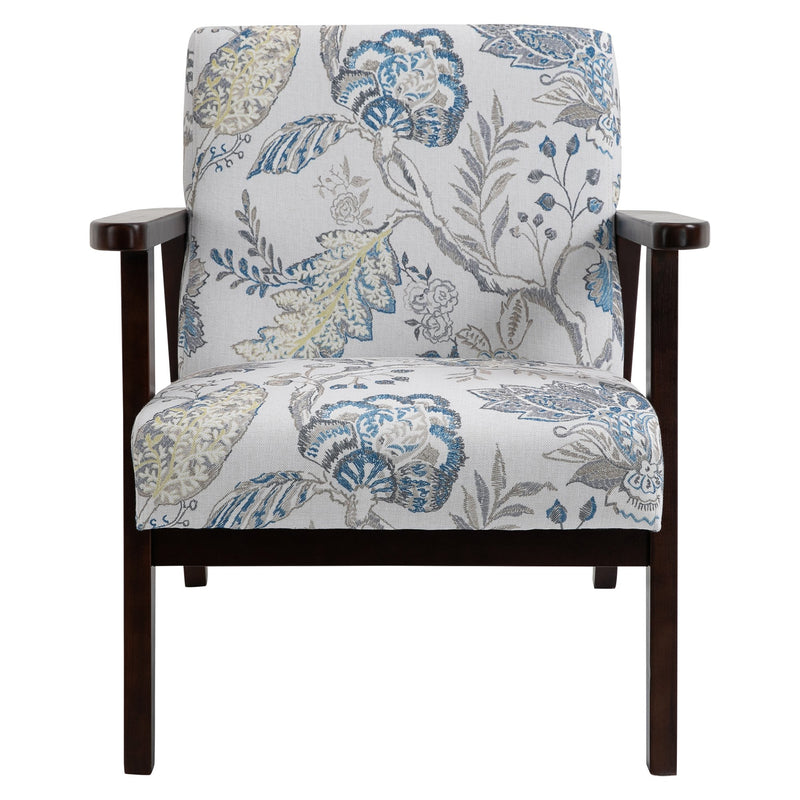 Poltrona Imbottita 68,5x78,5x75 cm in Legno e Cuscino Fantasia a Fiori 