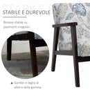 Poltrona Imbottita 68,5x78,5x75 cm in Legno e Cuscino Fantasia a Fiori 