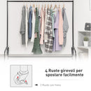 Stender Appendiabiti con Ruote 120x60x150 cm in Ferro  Nero