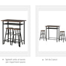 Set Tavolo Alto 80x50x90 cm e 2 Sgabelli  Nero e Quercia
