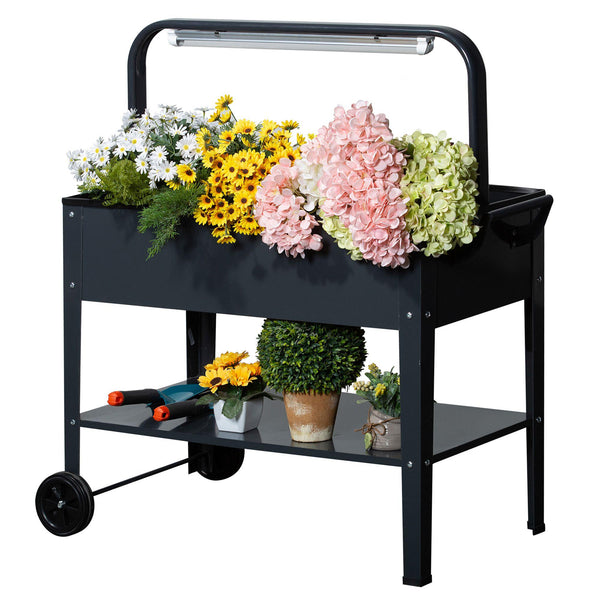 online Fioriera da Giardino 90x51x100 cm con Lampada LED  Grigio Scuro