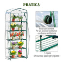 Mini Serra da Giardino 5 Ripiani 69x49x193 cm in Acciaio e PVC  Verde