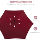 Ombrellone da Giardino Ø2,7 m Palo Ø38 mm in Alluminio Rosso