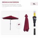 Ombrellone da Giardino Ø2,7 m Palo Ø38 mm in Alluminio Rosso