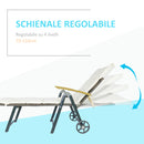 Sdraio da Giardino Schienale Reclinabile in Alluminio e Rattan  Bianco