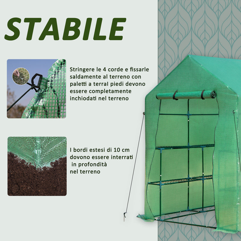 Serra a Tunnel da Giardino 214x143x195 cm in Acciaio e PE  Verde