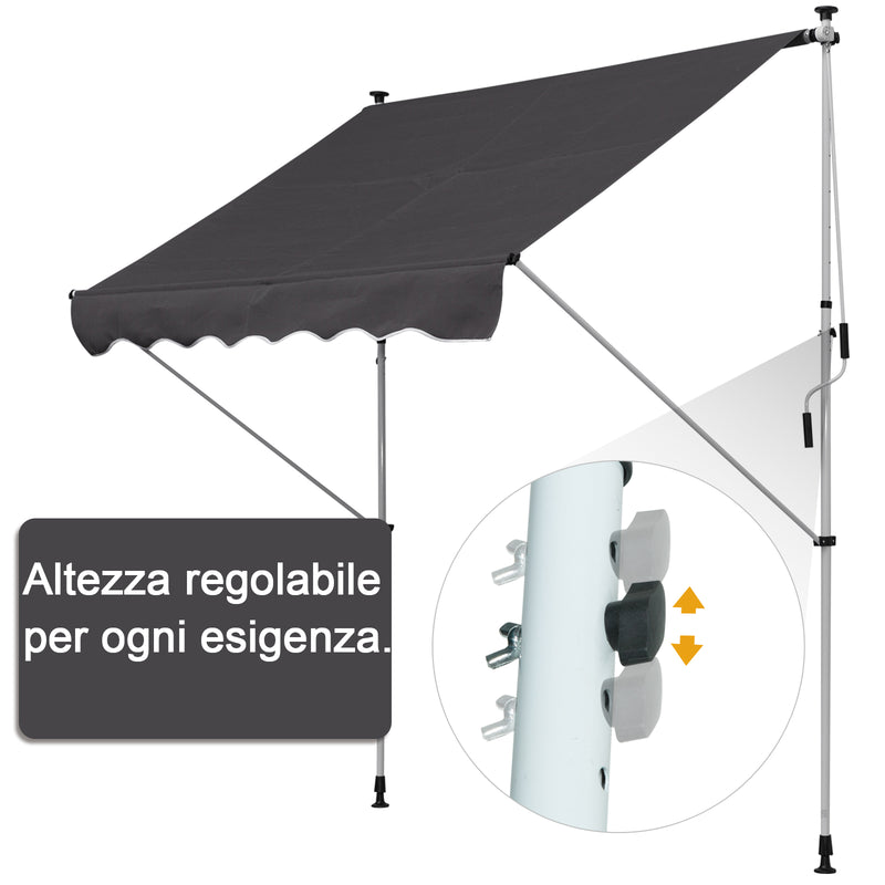 Tenda da Sole Avvolgibile 2x1,5m  Grigia