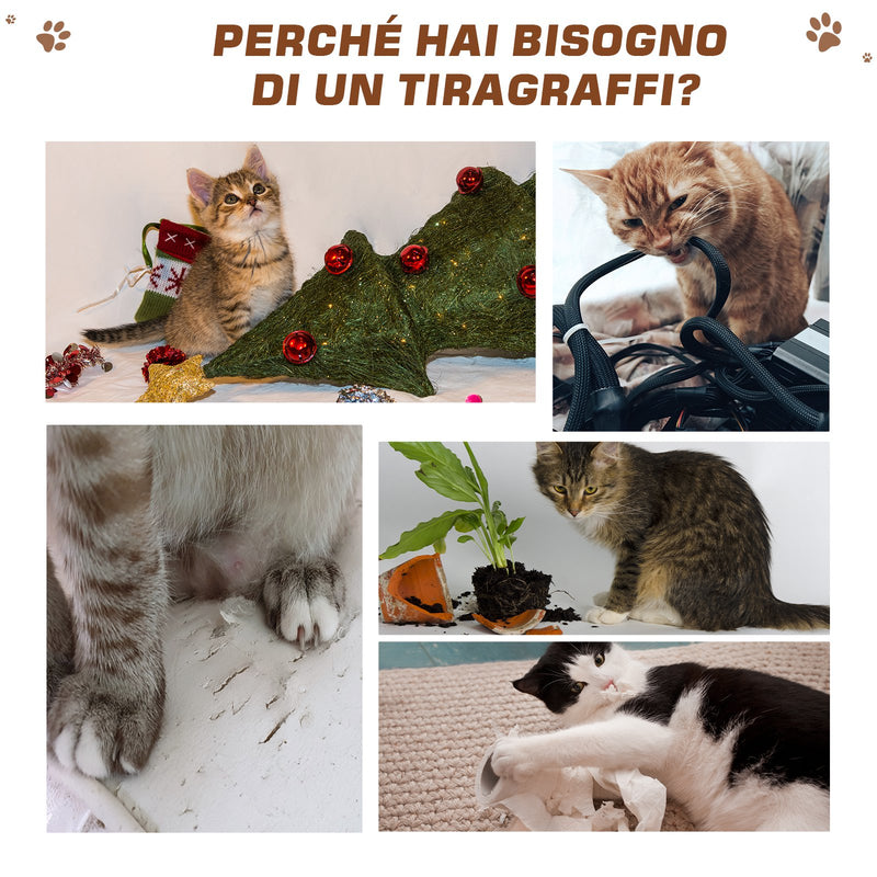 Albero Tiragraffi per Gatti 61x41x96 cm con Corda di Juta  Beige