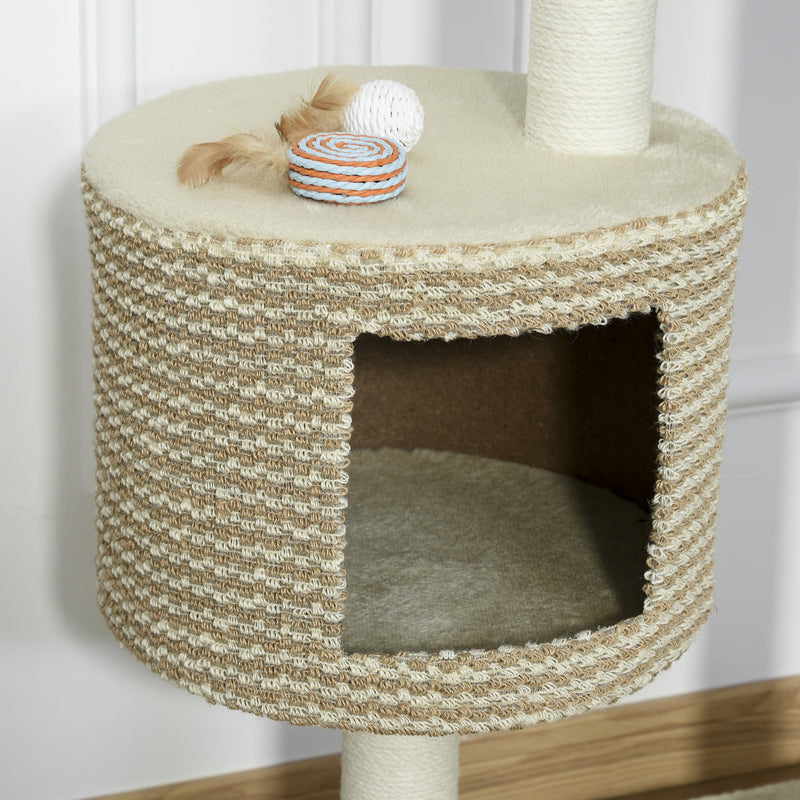Albero Tiragraffi per Gatti 61x41x96 cm con Corda di Juta  Beige