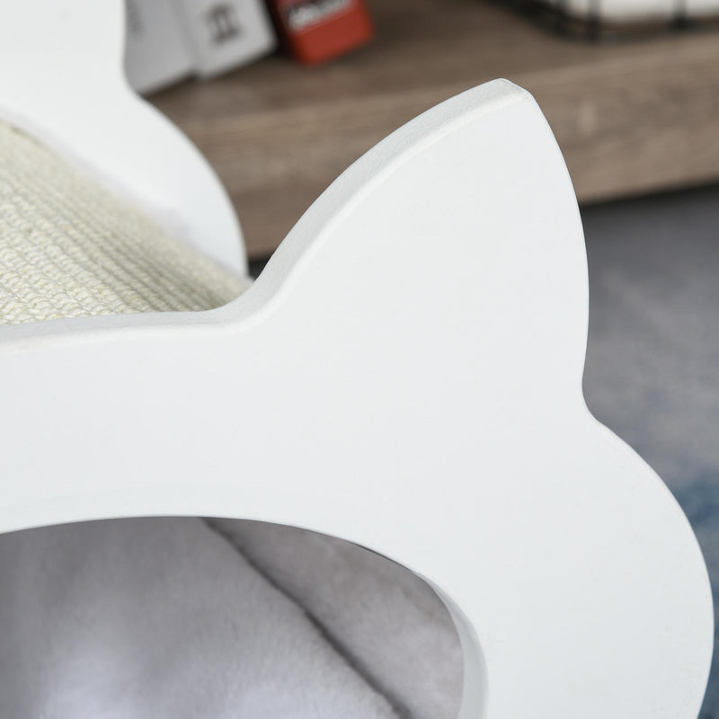 Cuccia per Gatti in Legno 45,5x32,5x34,5 cm con Tiragraffi  Bianco