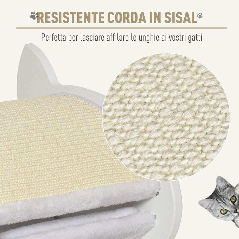 Cuccia per Gatti in Legno 45,5x32,5x34,5 cm con Tiragraffi  Bianco