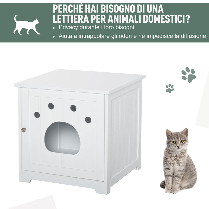 Cuccia per Gatti e Piccoli Cani 48x51x51 cm in MDF  Bianco
