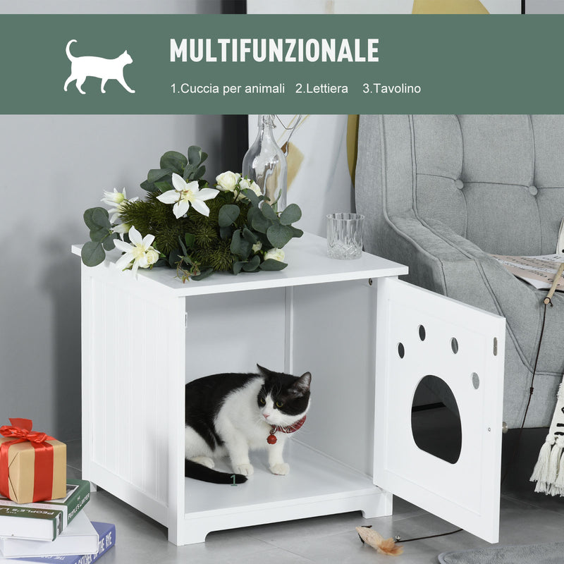 Cuccia per Gatti e Piccoli Cani 48x51x51 cm in MDF  Bianco