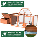 Pollaio Gabbia per Galline da Esterno 221x145x81 cm in Legno 