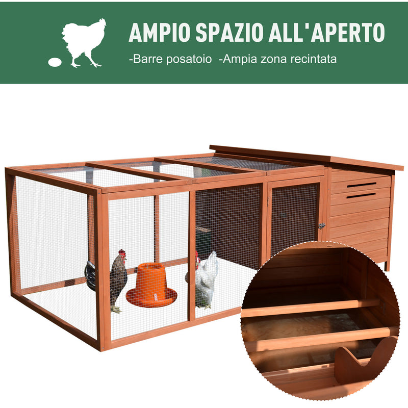 Pollaio Gabbia per Galline da Esterno 221x145x81 cm in Legno 