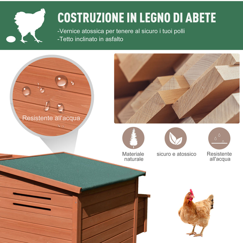 Pollaio Gabbia per Galline da Esterno 221x145x81 cm in Legno 