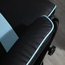 Sedia da Gaming Girevole Reclinabile con Poggiapiedi in Similpelle  Nera e Azzurro