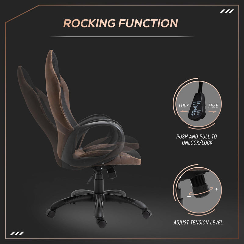 Sedia da Gaming Girevole Reclinabile in Tessuto  Marrone