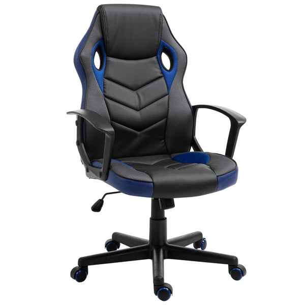 Sedia da Gaming Girevole Reclinabile in Similpelle Nera e Blu sconto