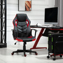 Sedia da Gaming Girevole Reclinabile in Similpelle  Nera e Rossa