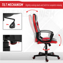 Sedia da Gaming Girevole Reclinabile in Similpelle  Nera e Rossa