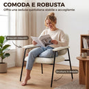 Set 2 Poltrone da Salotto 64x67x76,5 cm in Ciniglia con Schienale Sagomato e Struttura in Metallo Crema      