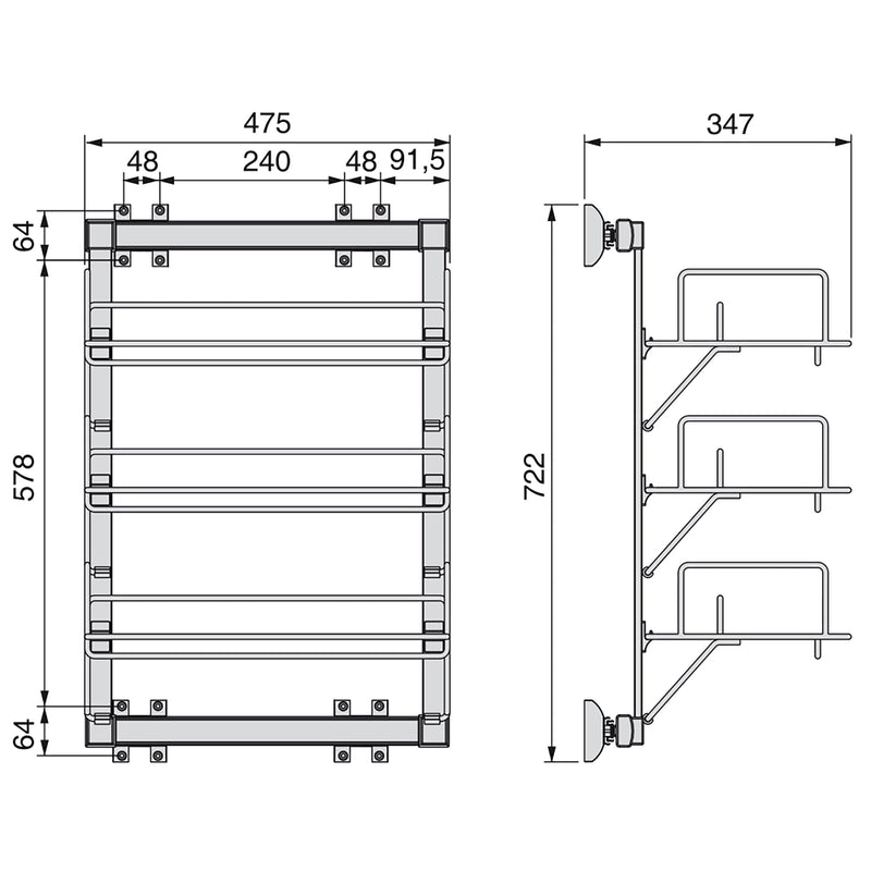 Porta Scarpe Estraibile per Armadio 3 Ripiani in Acciaio e Plastica Emuca Grigio Metallizzato