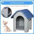 Cuccia per Cani Taglia Piccola 59x75x66 cm in Plastica Blu e Grigia