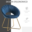 Poltroncina Imbottita in Velluto e Metallo Blu