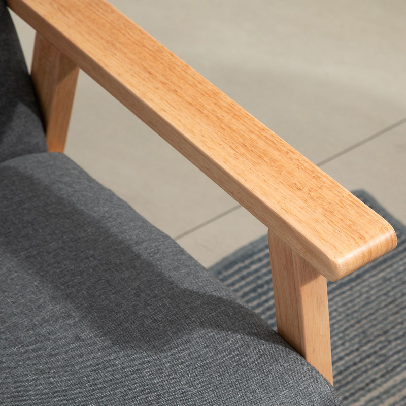 Divano 3 Posti 154,5x68x73 cm in Tessuto e Legno Grigio