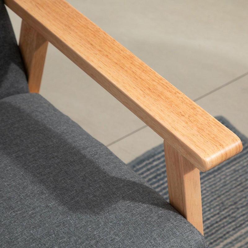 Divano 3 Posti 154,5x68x73 cm in Tessuto e Legno Grigio