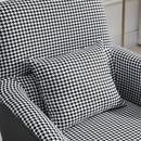 Poltrona Imbottita in Lino e Metallo Nero e Bianco