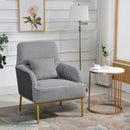 Poltrona Imbottita in Lino e Metallo Nero e Bianco