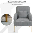 Poltrona Imbottita in Lino e Metallo Nero e Bianco