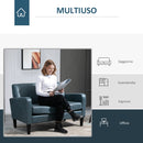 Divano 2 Posti 122x72x74 cm in Tessuto Grigio-Azzurro