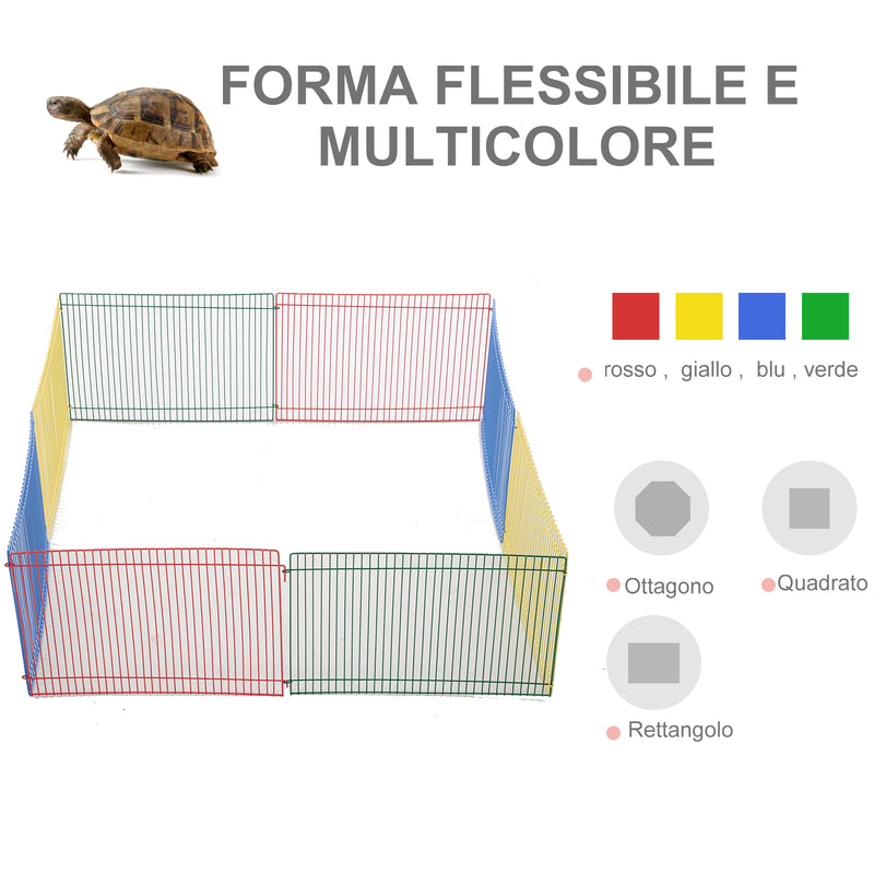 Recinto Recinzione per Animali Domestici 8pz 69x69x23 cm in Metallo Multicolor