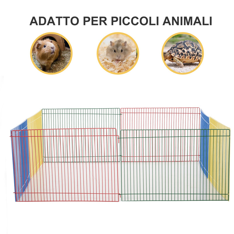 Recinto Recinzione per Animali Domestici 8pz 69x69x23 cm in Metallo Multicolor