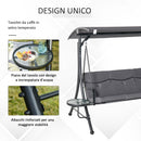 Dondolo da Giardino 3 Posti in Metallo con 2 Tavolini Grigio