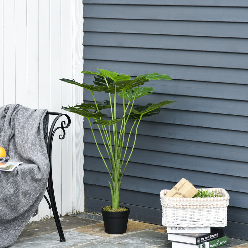 Pianta Artificiale Monstera H85 cm con Vaso Verde