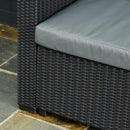 Set da Giardino Divano 3 Posti e Poggiapiedi in Rattan PE Nero e Grigio