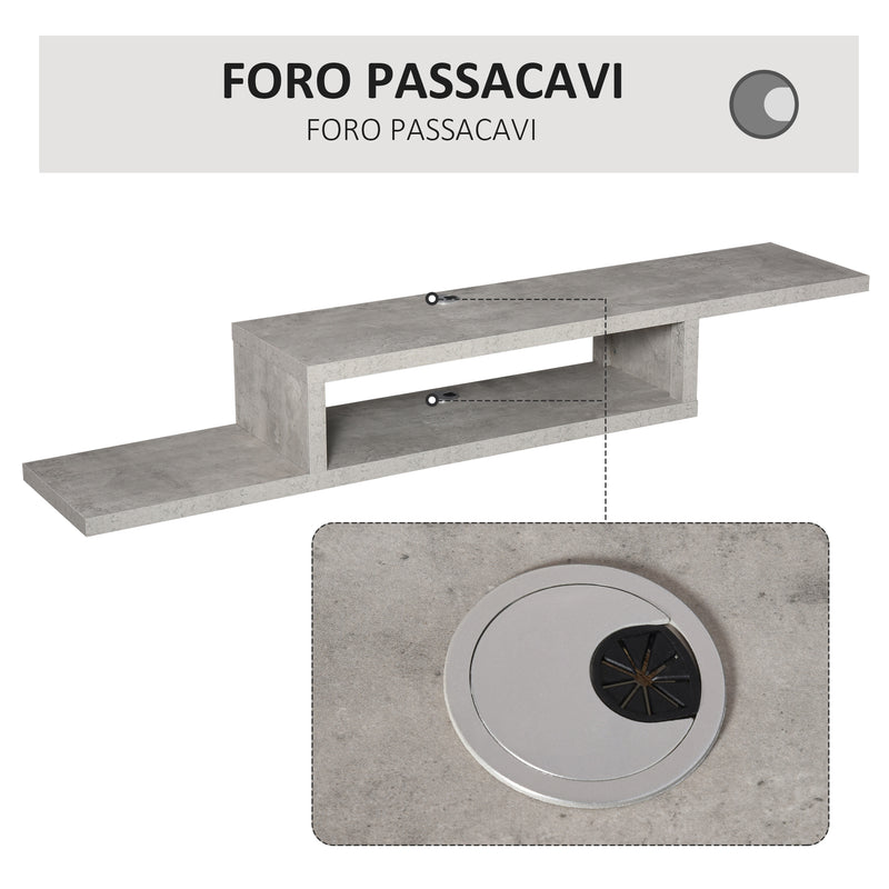 Mobile Sotto TV Sospeso 152,4x29,8x21 cm in Legno Grigio Cemento